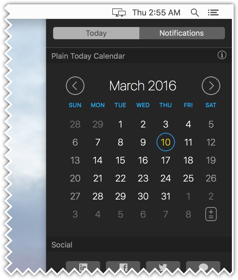 Plain Today Calendar (1.0 version for OS X El Capitan)