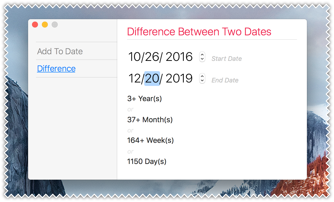 Plain Today Calendar for Mac - Date Difference Calculator