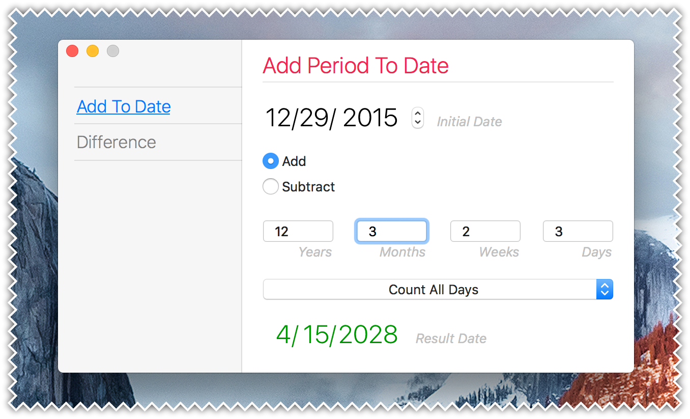 Plain Today Calendar for Mac - Add Period To Date Calculator