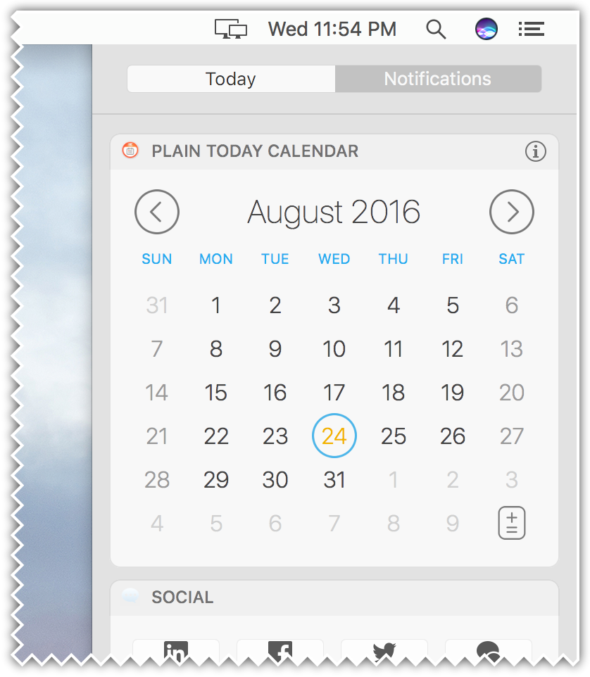 Plain Today Calendar for Mac - application widget