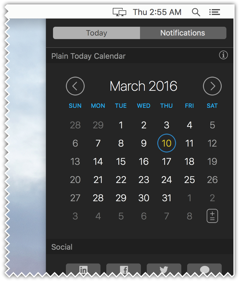 Notification Center Calendar Widget