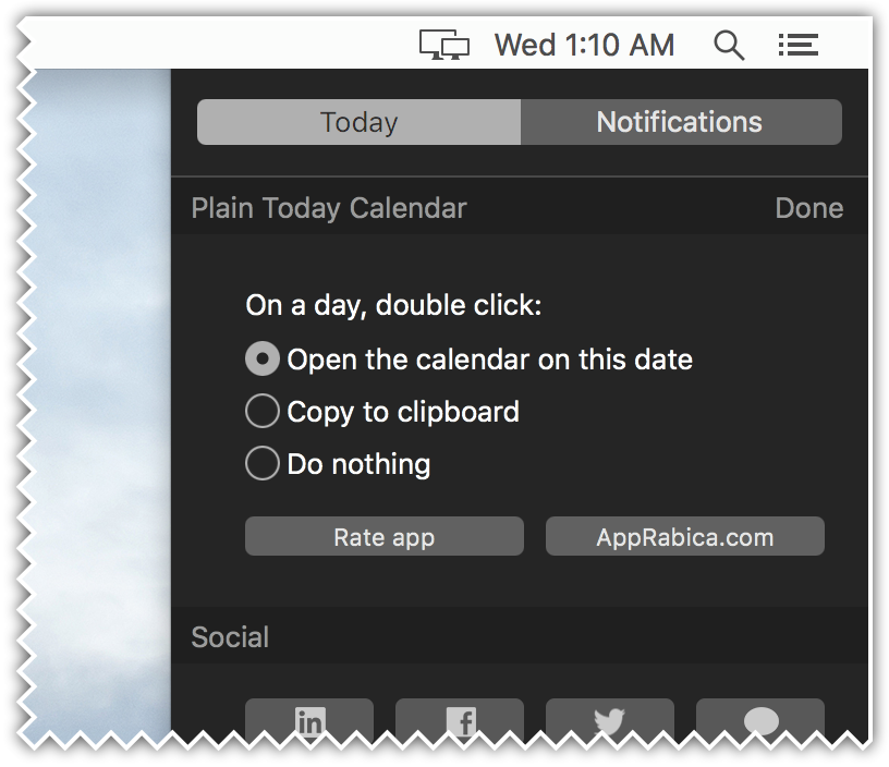 Plain Today Calendar for Mac - widget settings