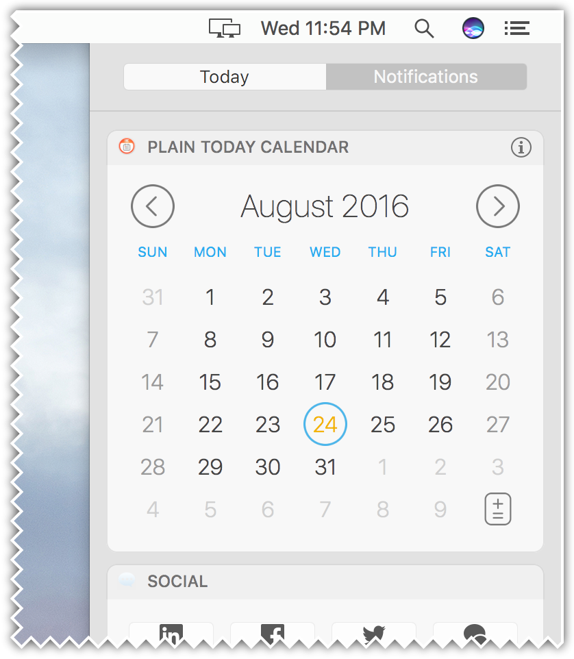 Plain Today Calendar Macos Sierra Notification Center Calendar Widget